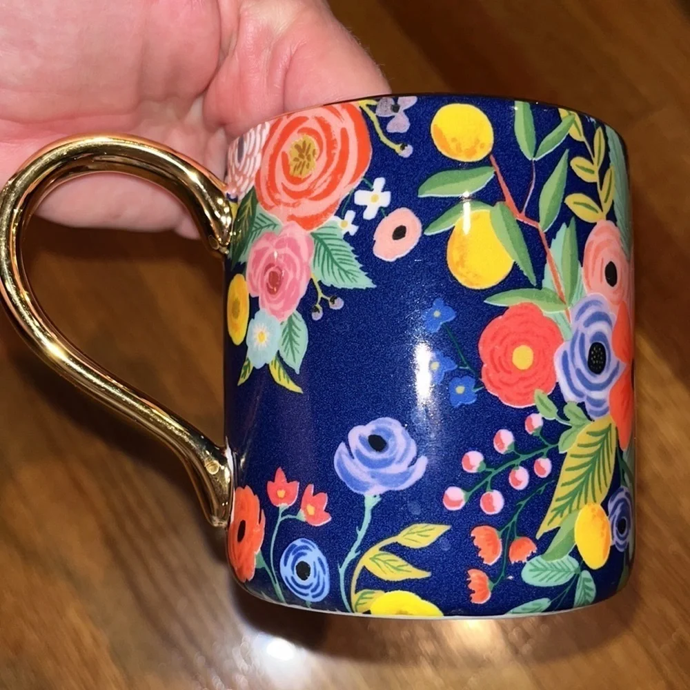 Anthropologie floral D mug by Rifle Paper Company NWOT